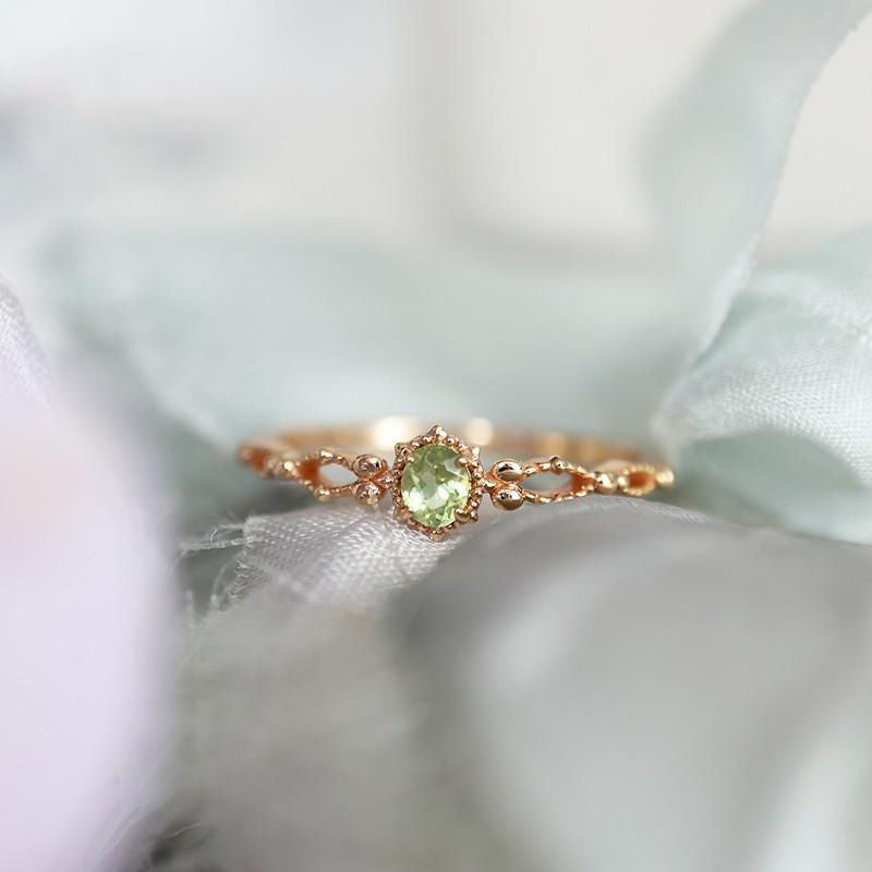 S925 Sterling Silver Japanese Olivine Zircon Ring