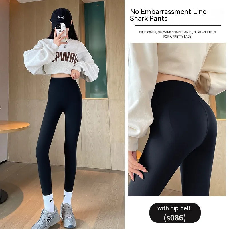 Fleecegefütterte dicke High-Waist-Leggings mit Po-Push-up für Damen