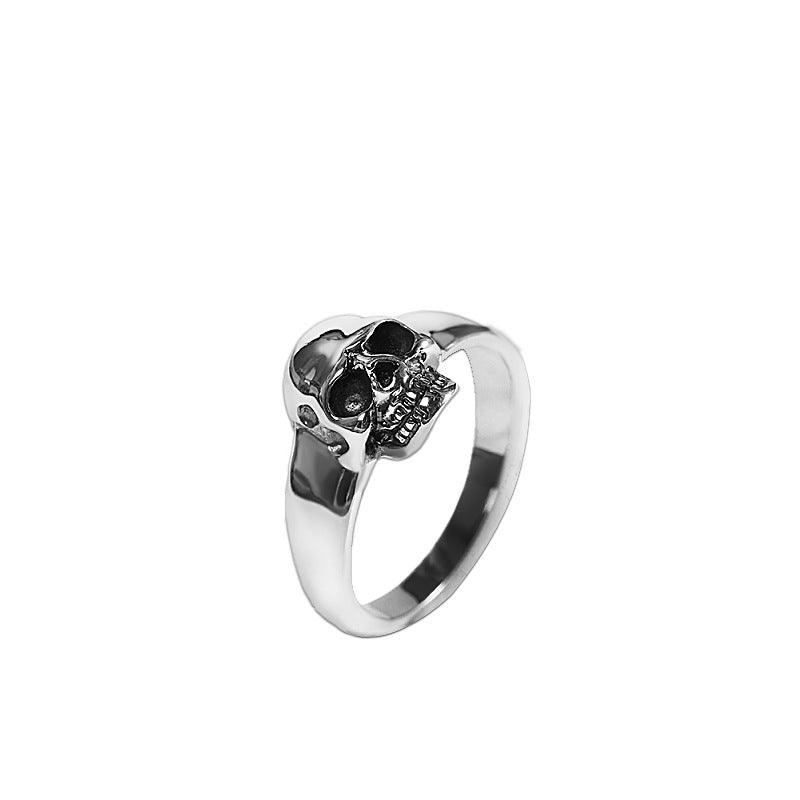 Silver Simple Fashion Skull Closed Ring for Men & Women
