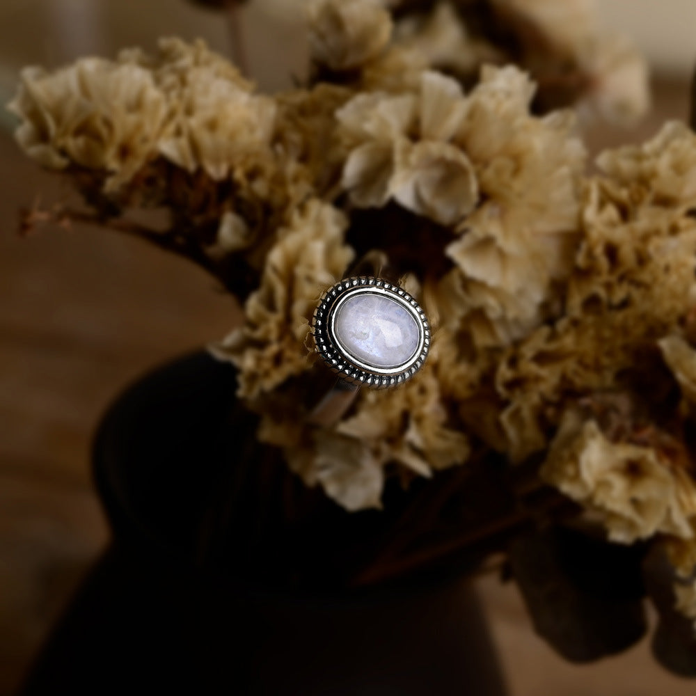 Bohemian Oval Moon Stone Ring - European American Style