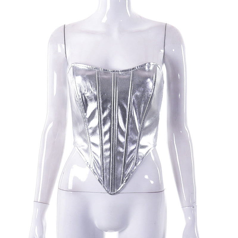 2023 Spring Fashion Metallic Waist Top for Women