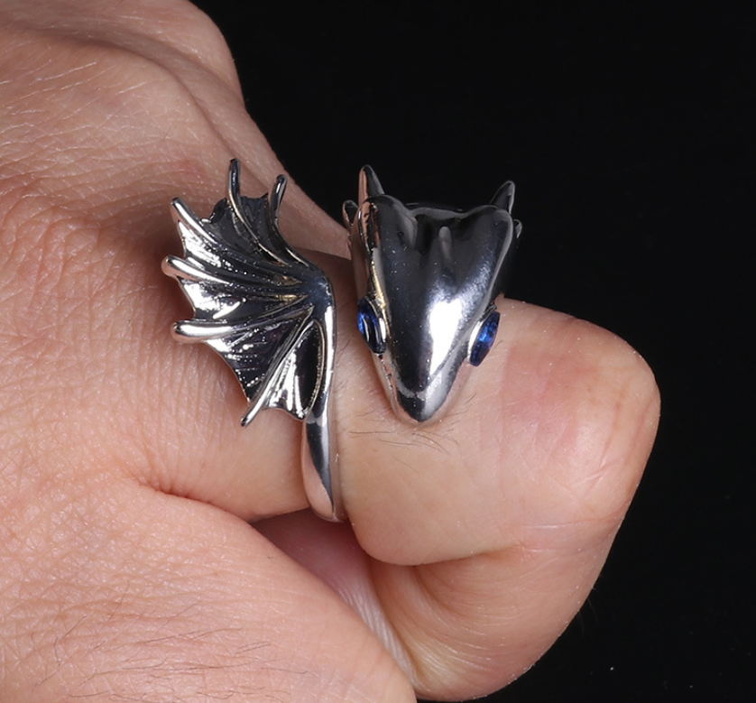 Adjustable Cute Dragon Ring with Gemstone Eyes