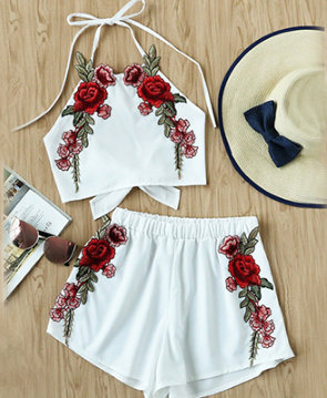 Embroidered Two-Piece Set for Women, Fashion Outfit