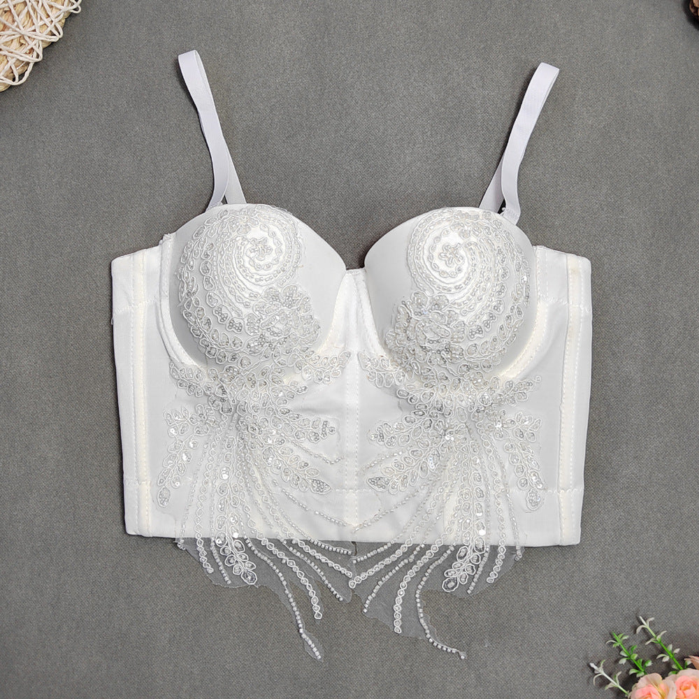 French Style Bra with Removable Straps and Embroidery