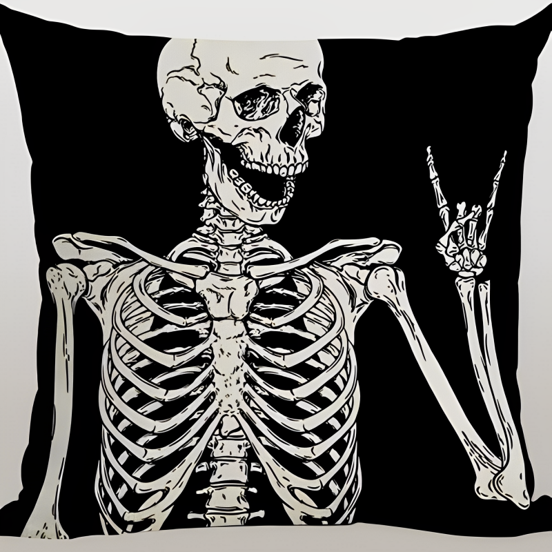 Retro Skull Linen Pillowcase for Home Decor