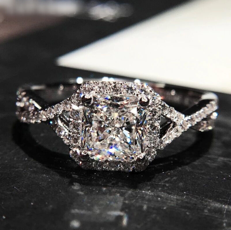 Princess Square Cut Zirconia Ring