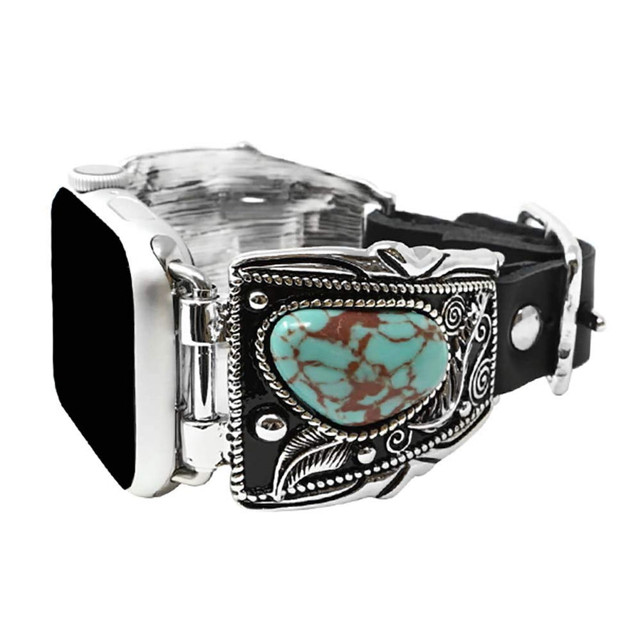 Emulily Western Concho Compatible with 38/40 mm Apple Watch Leather Band (Turquoise)