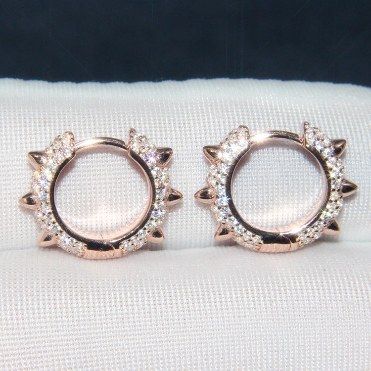 S925 Silver Stud Earrings with Rhinestones for Women