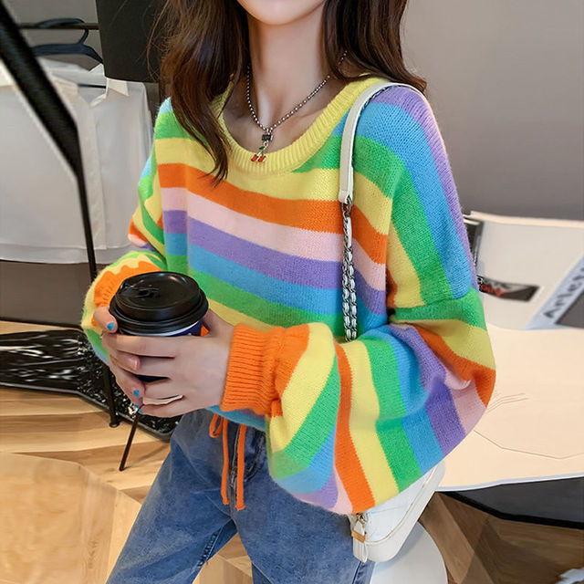 Cute Harajuku Cashmere Striped Women's Sweater