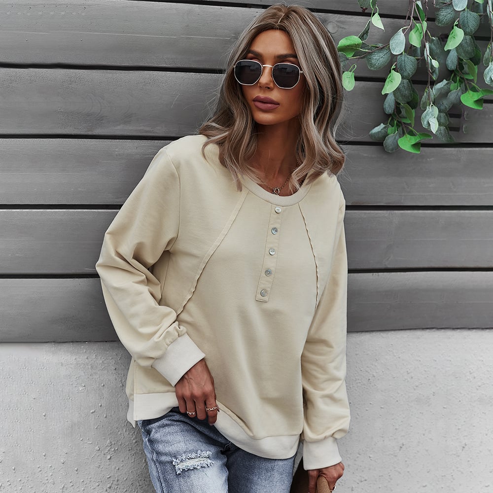 Trendiger Damen-Langarm-Rundhals-Pullover