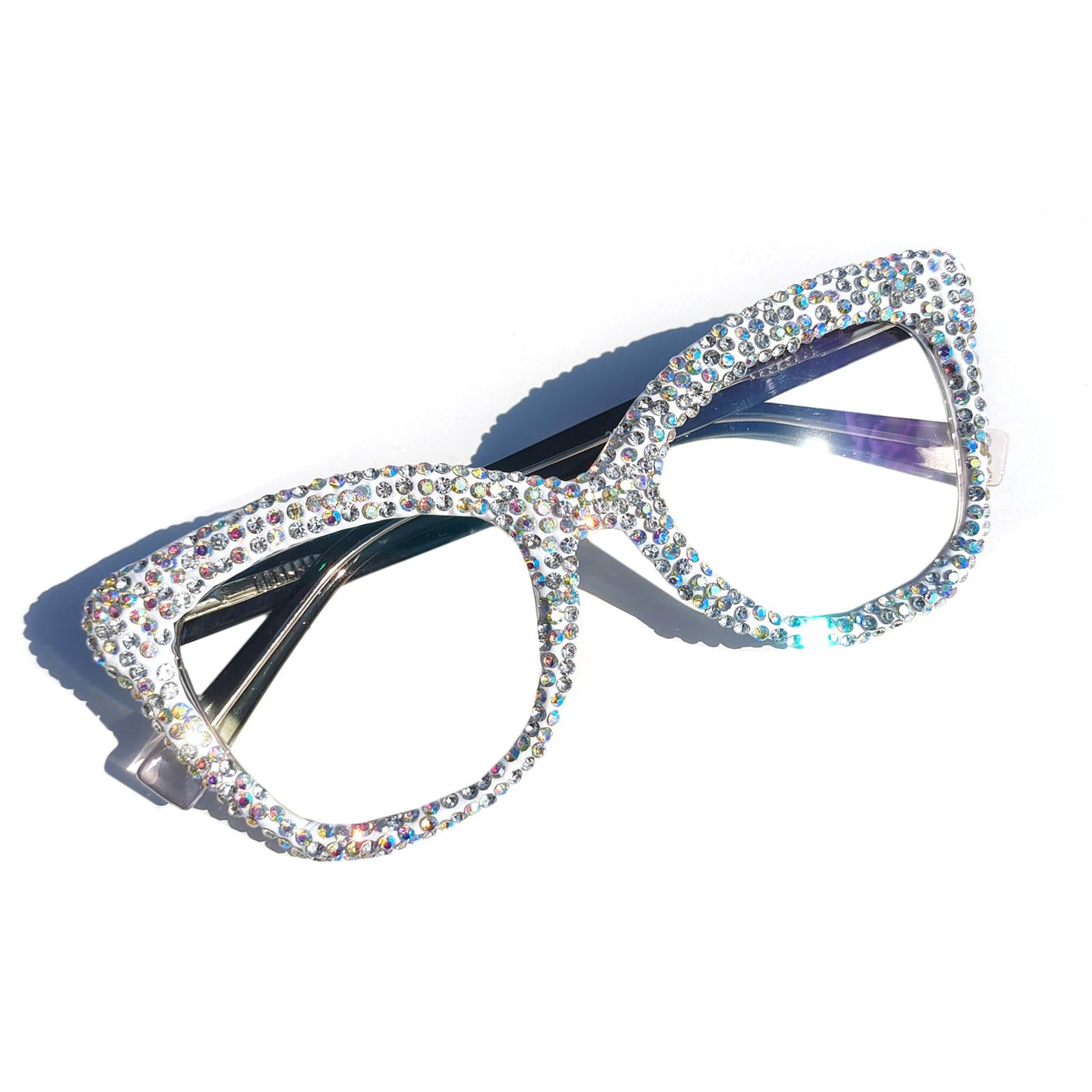 willochra Oprah Style Rhinestone bling Diamond Reading Glasses for Women Fashion Square Blue Light Blocking Readers (clear 1 x)