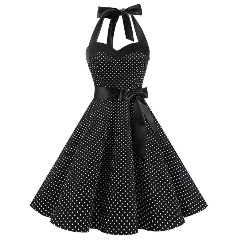 Gepunktetes trägerloses Maxikleid im Vintage-Stil für Damen