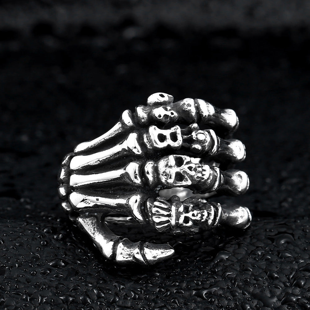 Beier Creative Punk Hand Bone Titanium Steel Ring