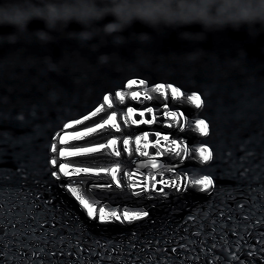 Beier Creative Punk Hand Bone Titanium Steel Ring
