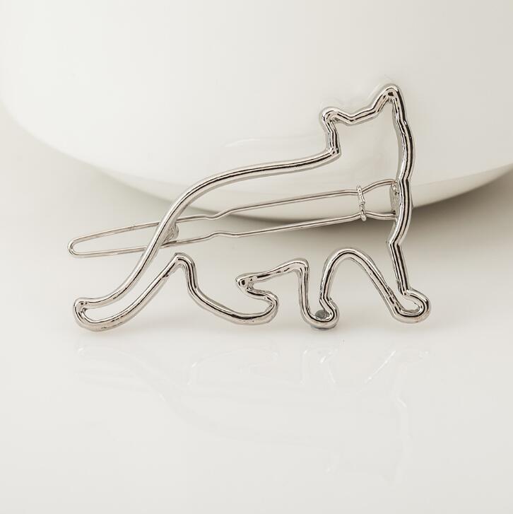 Cute Cat Cutout Pearl Edge Hair Clip for Women