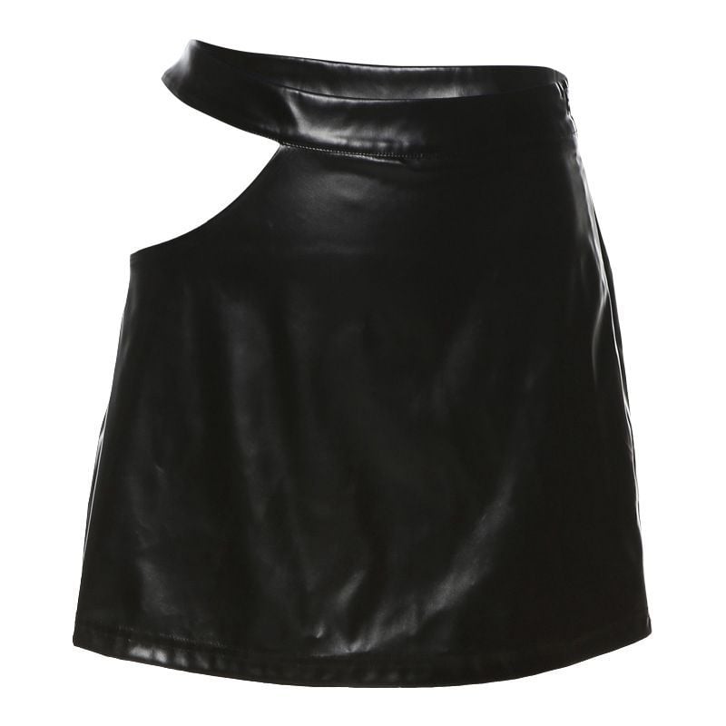 Hollow High Waist PU Bag Hip Skirt for Women Fashion